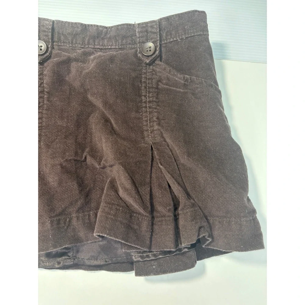 Gap Kids Girls Brown Corduroy Pleated Mini Skirt Size 8 Regular 2008 y2k